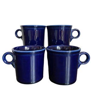 Fiestaware Cobalt Blue Coffee Mugs Ring Handle Homer Laughlin Set Of Four